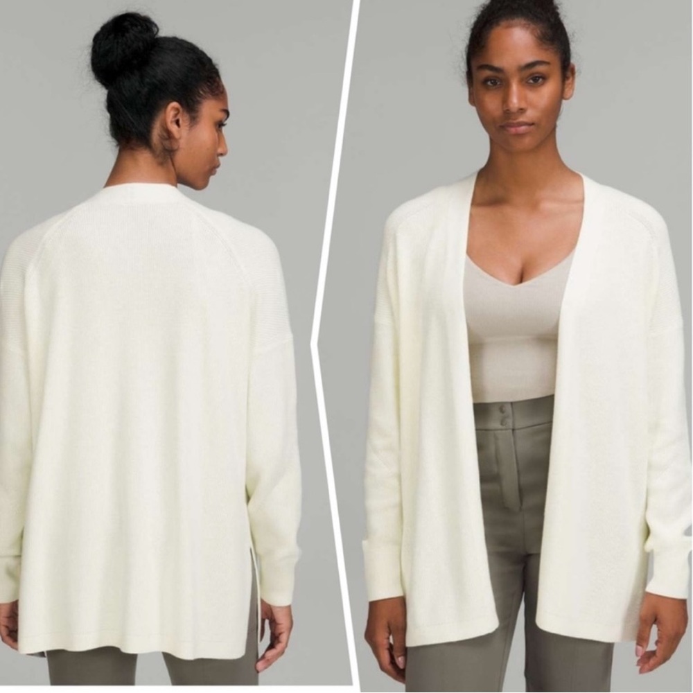 NWT Lululemon Side Slit Sweater Wrap Cardigan in Creme (Lemon Sorbet) SIZE 8